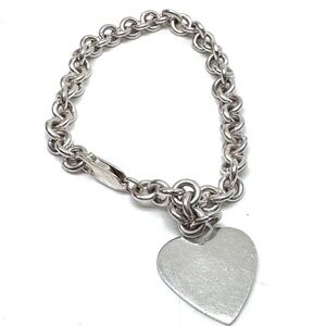 Marsala Sterling Silver Heart Charm Link Bracelet